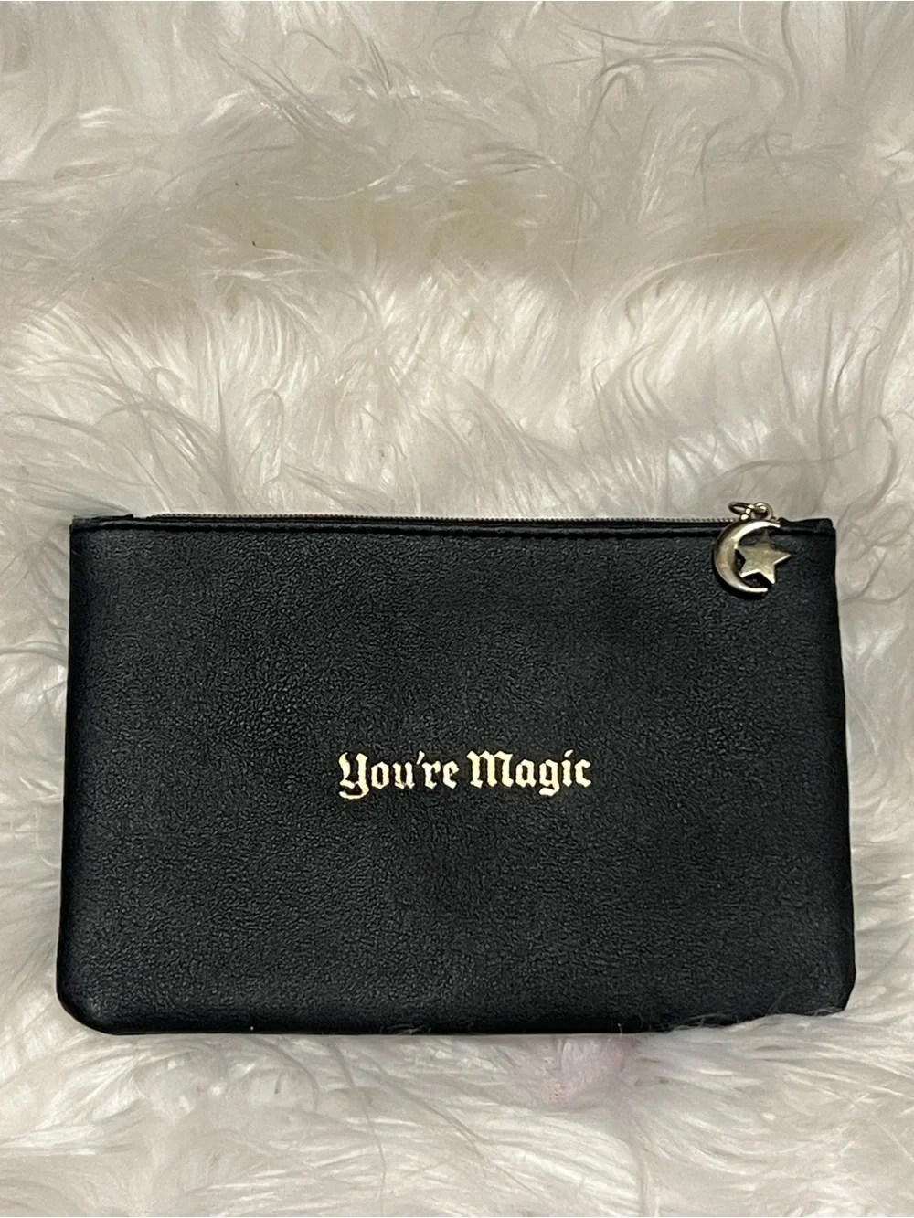 ipsy Black Cosmetic Bag with Gold Graphic Accents